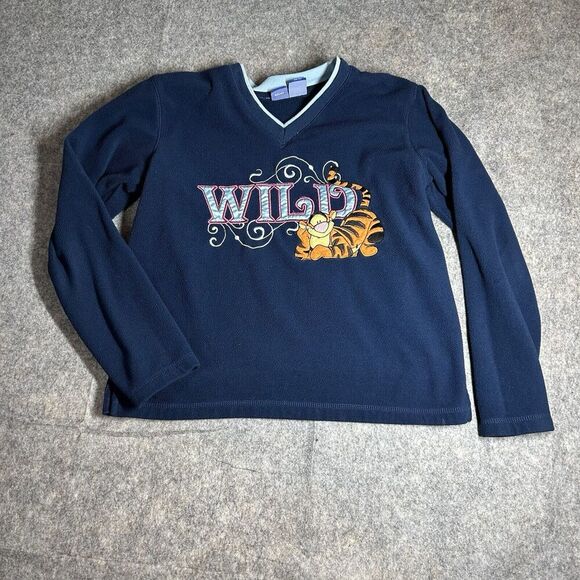 Vintage Disney Sweatshirt Womens Medium Fleece Winnie The Pooh Tiger Embroidered - Picture 1 of 6